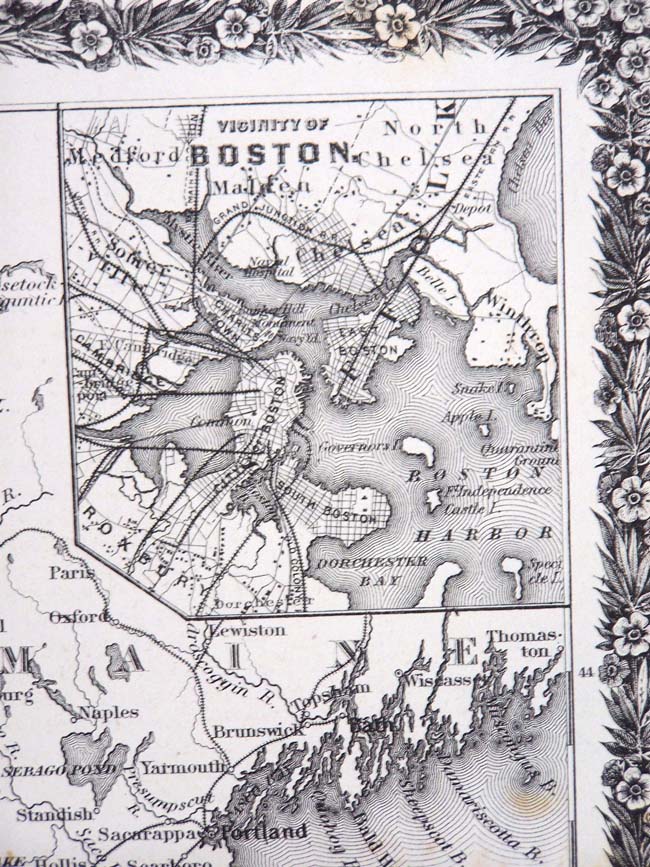 A Fine Hand Colored Map of Vermont, Massachusetts, Rhode Island and Connecticut published by G.W. Colton, New York, in 1858.  — image 2